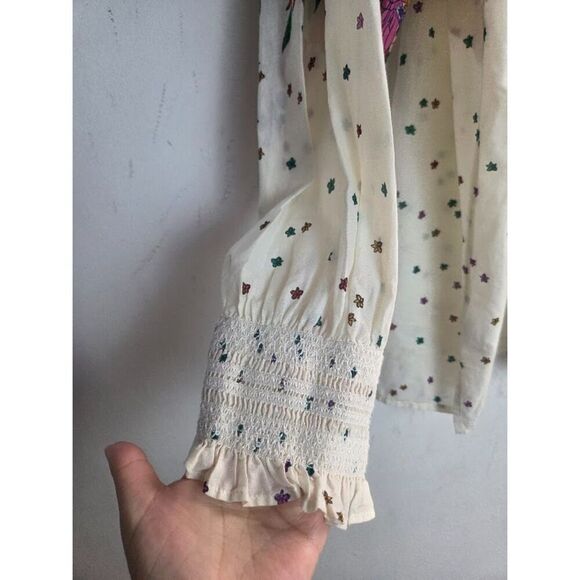 Talbots "Blissful Floral" White w/Multicolor Floral V-Neck Cotton Blouse size 3X - Picture 8 of 9